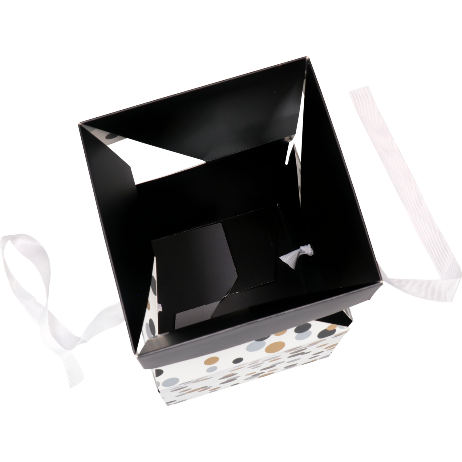  Pop-updoos, Confetti, karton, 10x10x10cm, zilver/goud/zwart 4