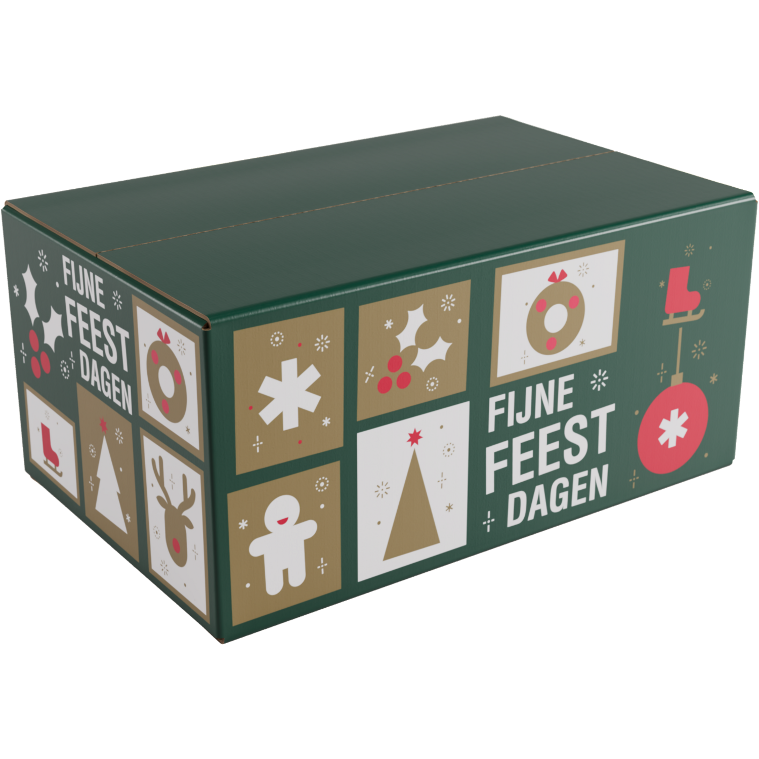  Kerstpakketdoos, Tegels, golfkarton, 31x20x14cm, Kerstmis, a,  1