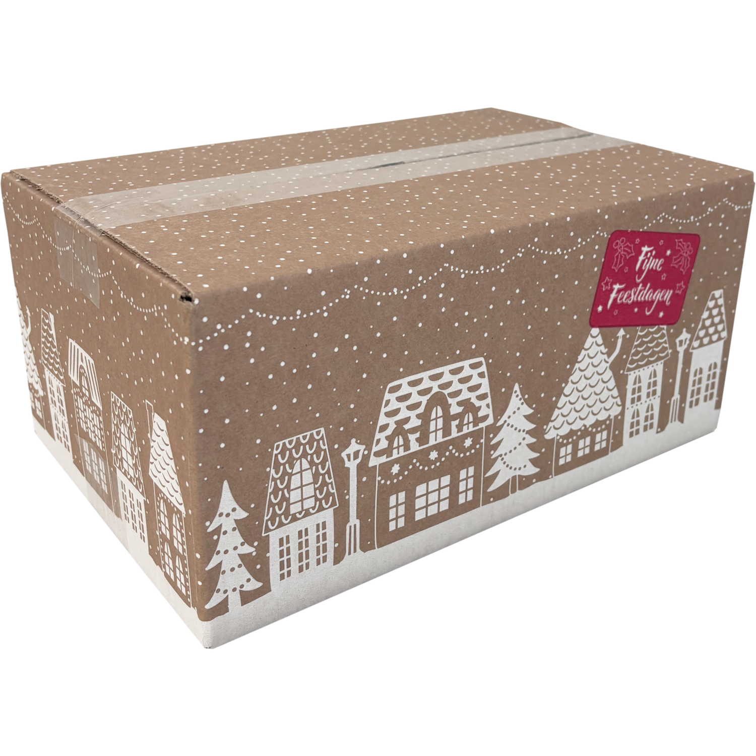  Kerstpakketdoos, Huisjes, golfkarton, 31x20x14cm, Kerstmis, a,  1