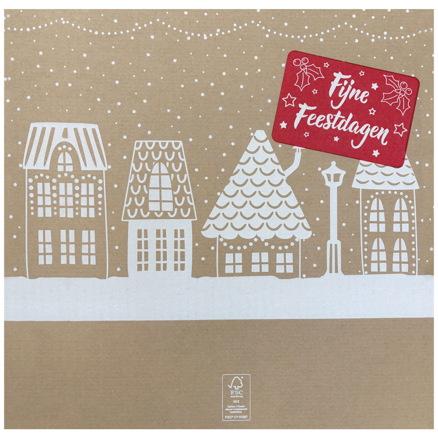  Kerstpakketdoos, Huisjes, golfkarton, 35x32.5x17cm, Kerstmis, b,  3