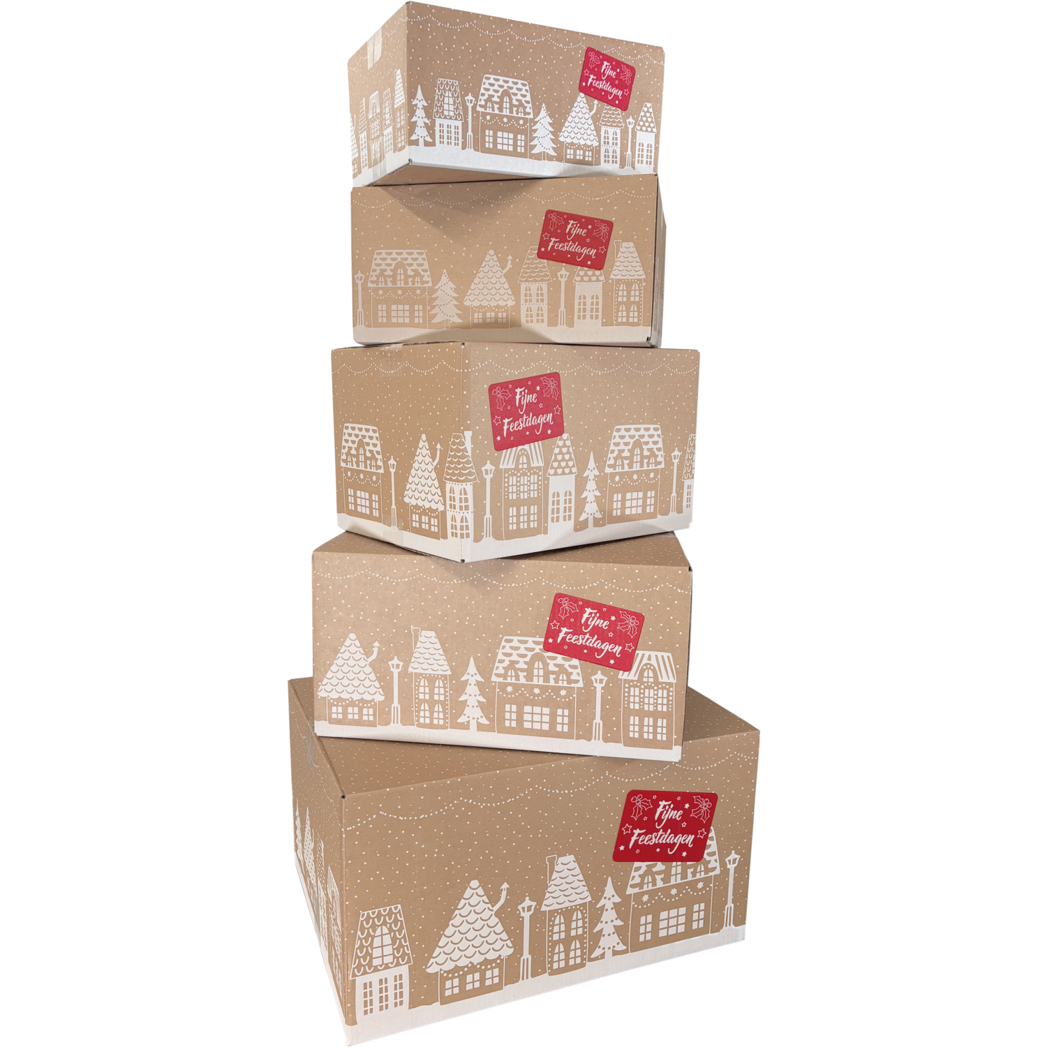  Kerstpakketdoos, Huisjes, golfkarton, 39x29x23cm, Kerstmis, c,  4
