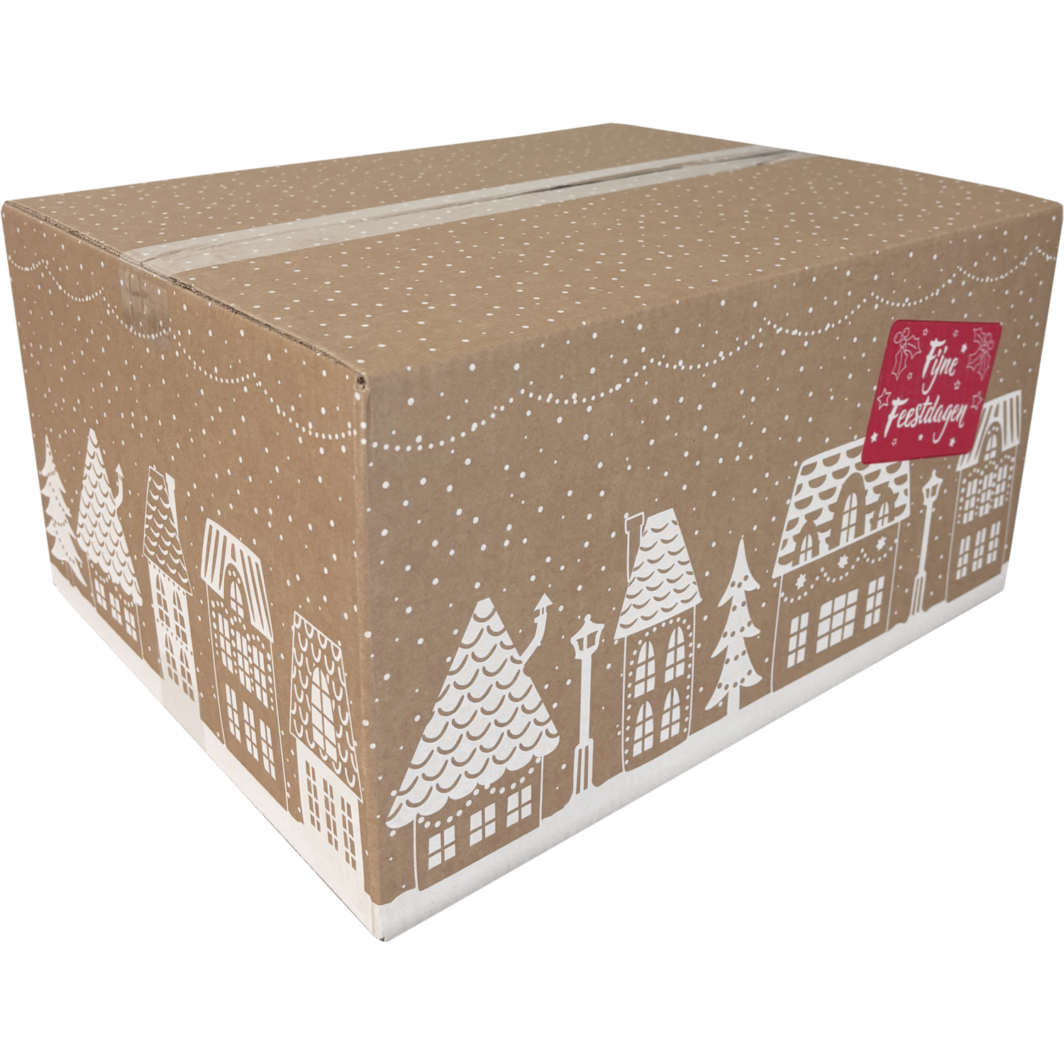  Kerstpakketdoos, Huisjes, golfkarton, 45x35x23cm, Kerstmis, d,  1