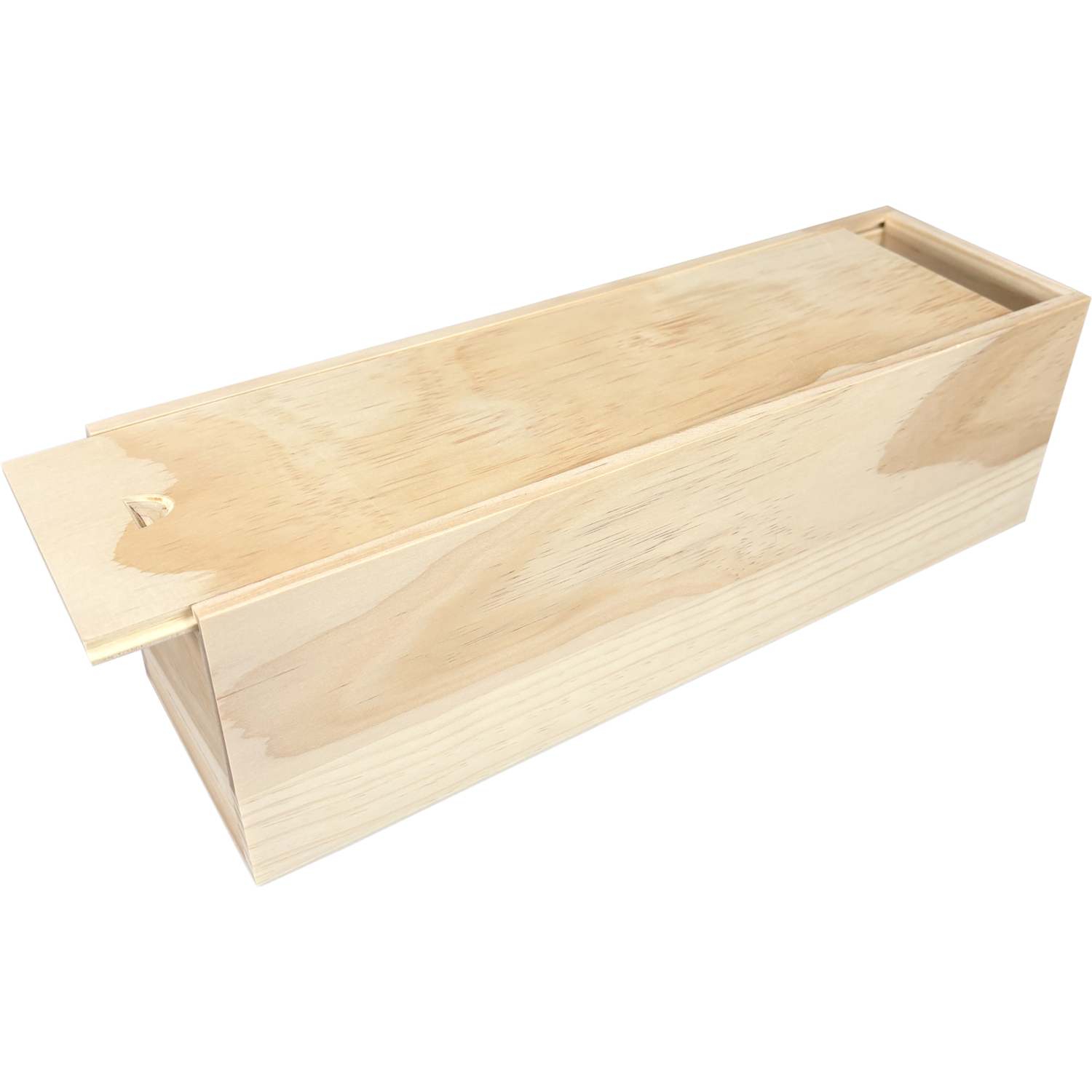 Wijnkist, 1 fles, schuifdeksel, 340x95x95mm, hout, naturel 2