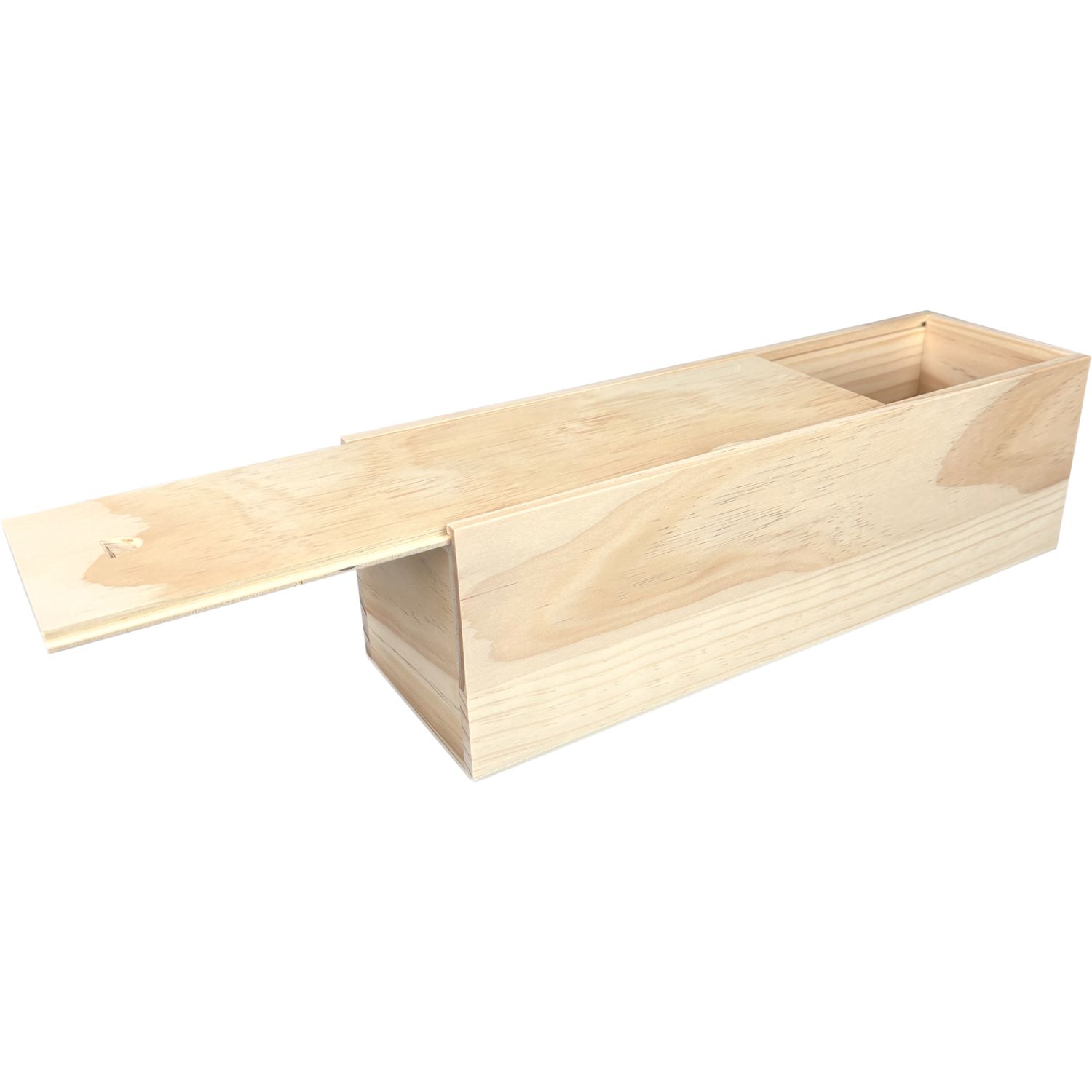 Wijnkist, 1 fles, schuifdeksel, 340x95x95mm, hout, naturel 3