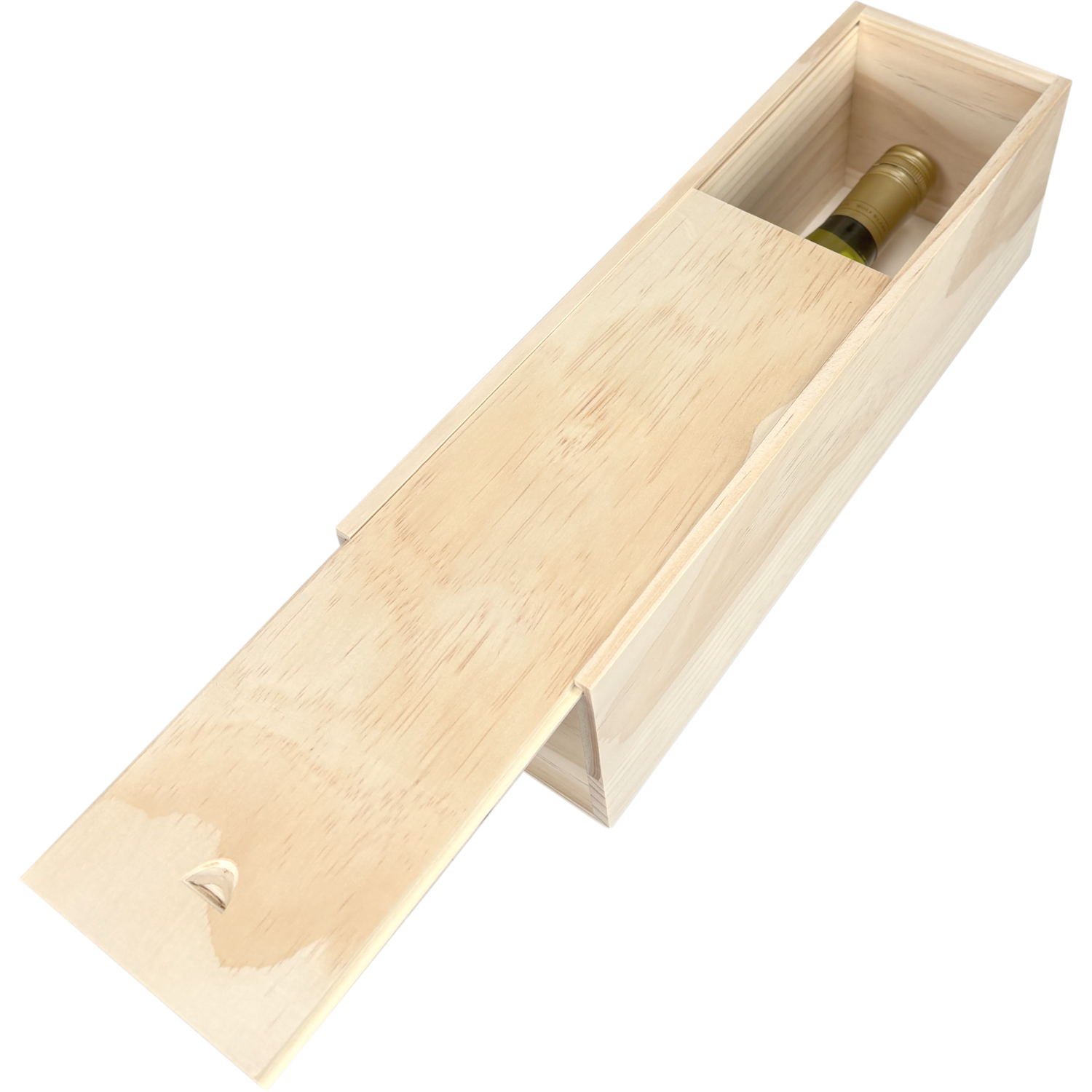 Wijnkist, 1 fles, schuifdeksel, 340x95x95mm, hout, naturel 5