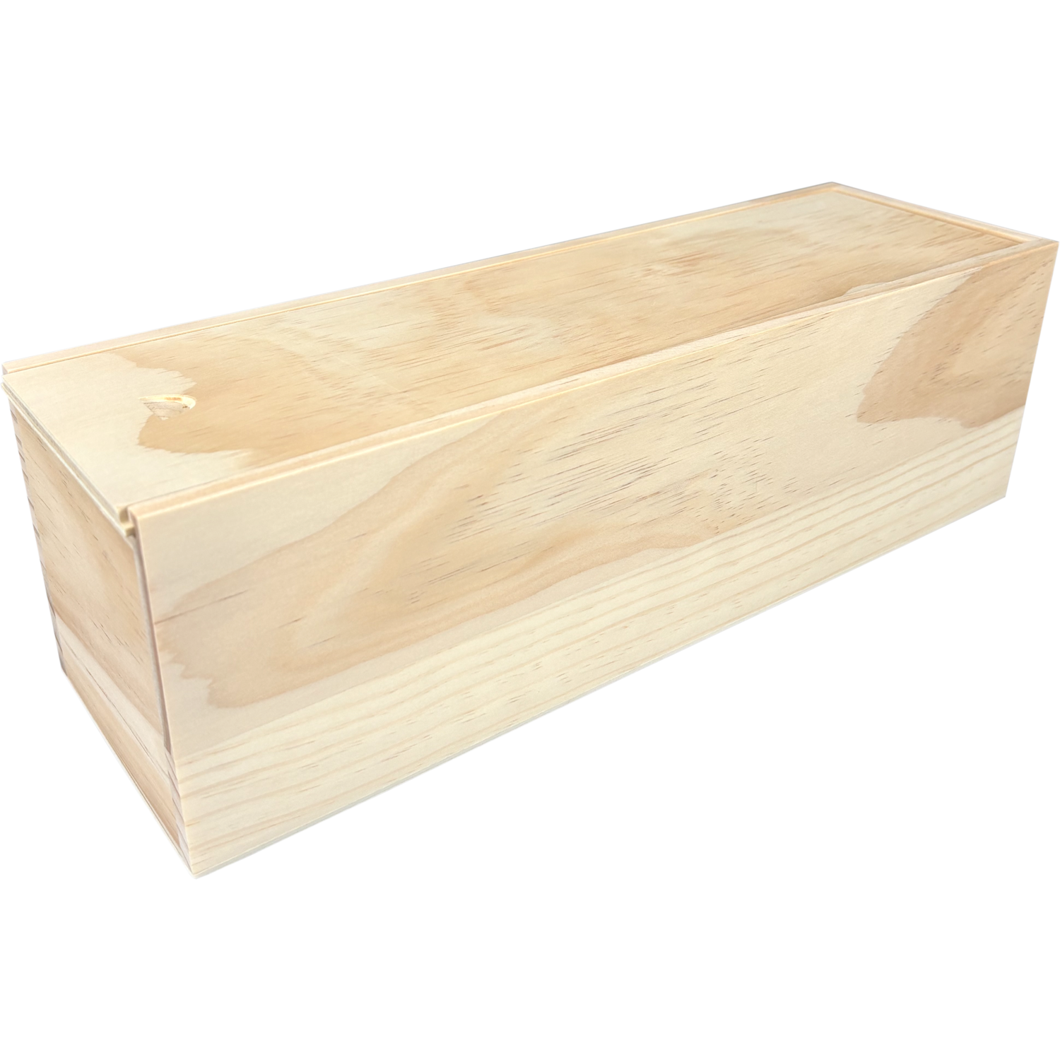 Wijnkist, 1 fles, schuifdeksel, 340x95x95mm, hout, naturel 1
