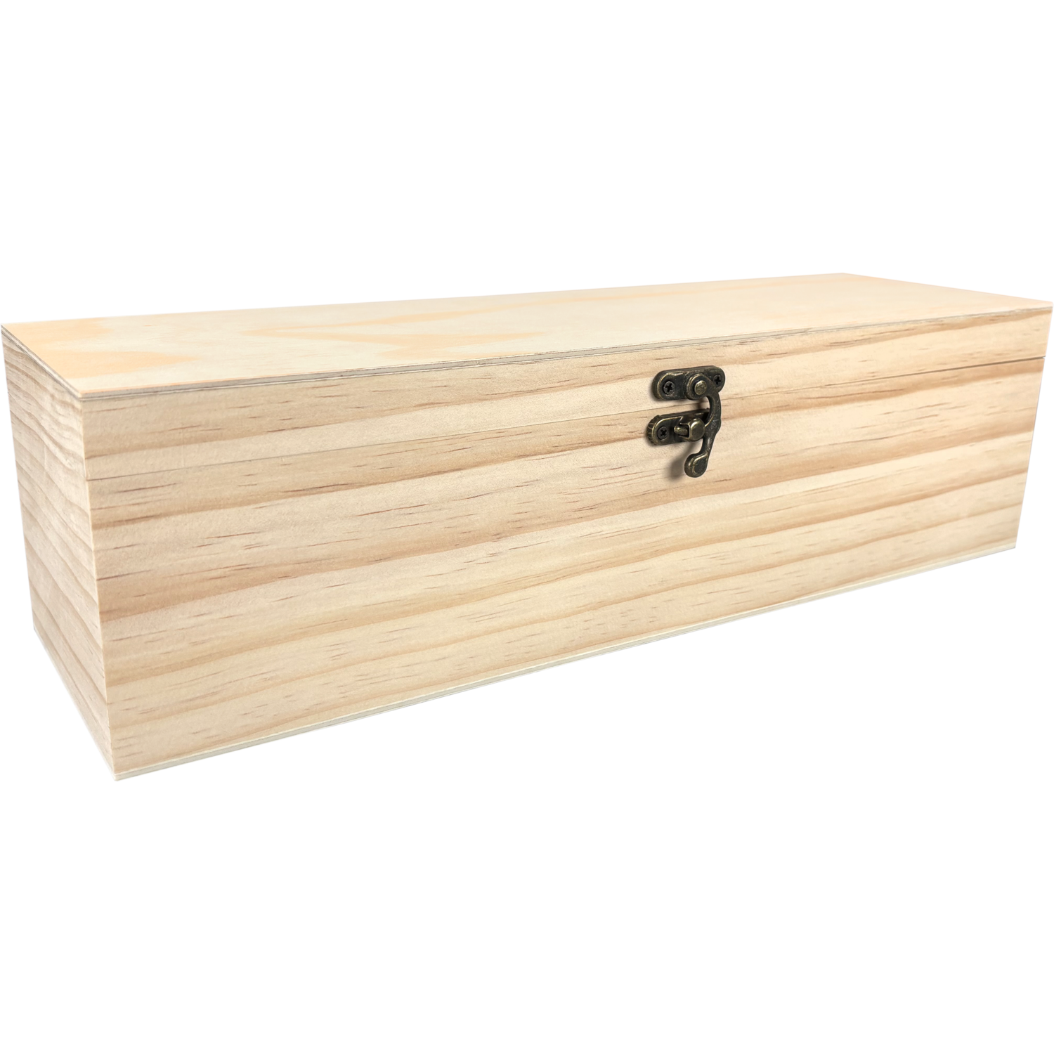 Wijnkist, 1 fles, scharnierdeksel, 340x95x95mm, hout, naturel 1