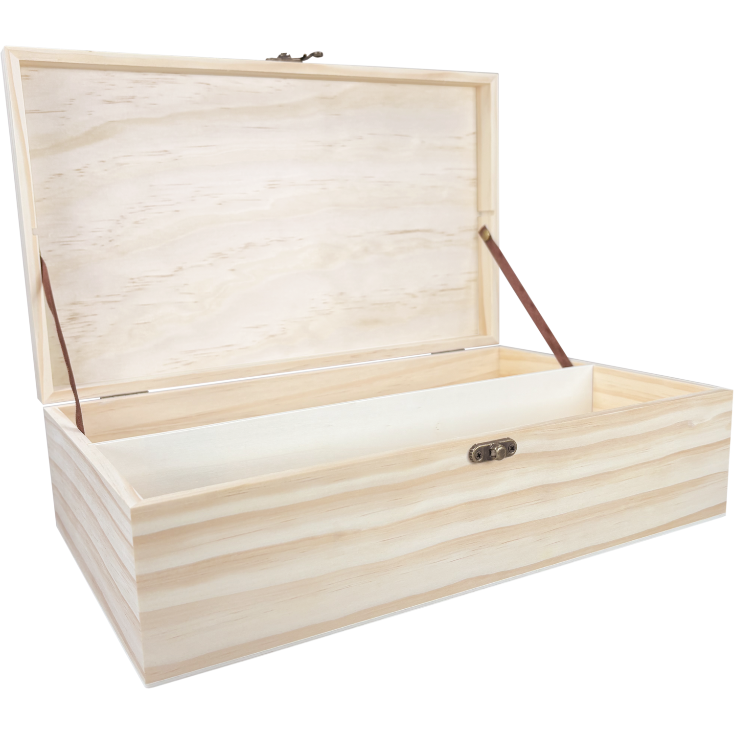 Wijnkist, 2 flessen, scharnierdeksel, 340x195x95mm, hout, naturel 2
