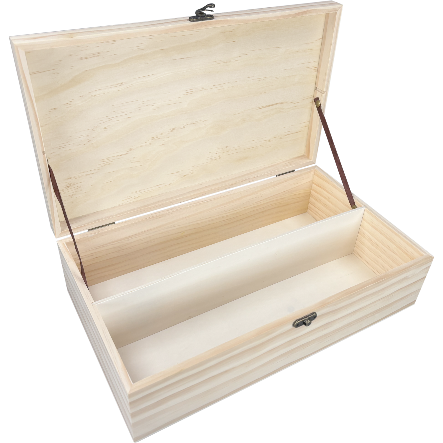 Wijnkist, 2 flessen, scharnierdeksel, 340x195x95mm, hout, naturel 7