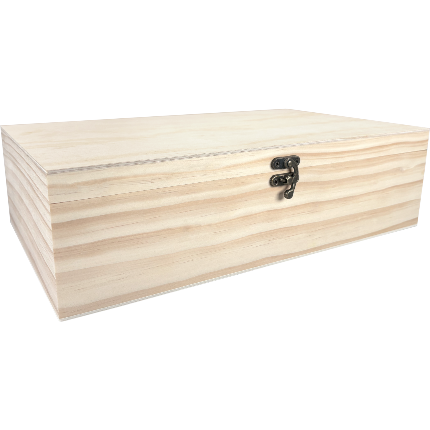 Wijnkist, 2 flessen, scharnierdeksel, 340x195x95mm, hout, naturel 1