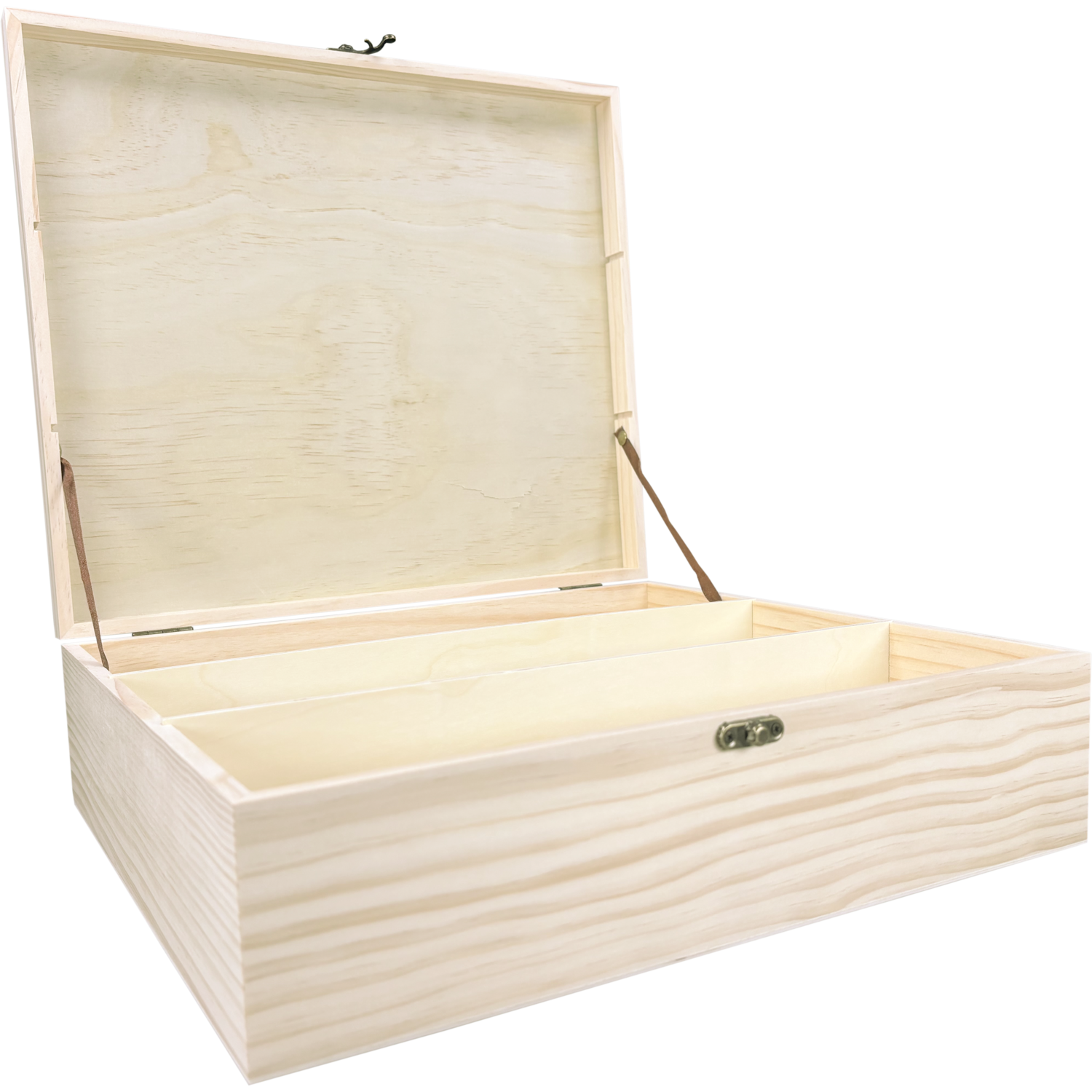 Wijnkist, 3 flessen, scharnierdeksel, 340x285x95mm, hout, naturel 2