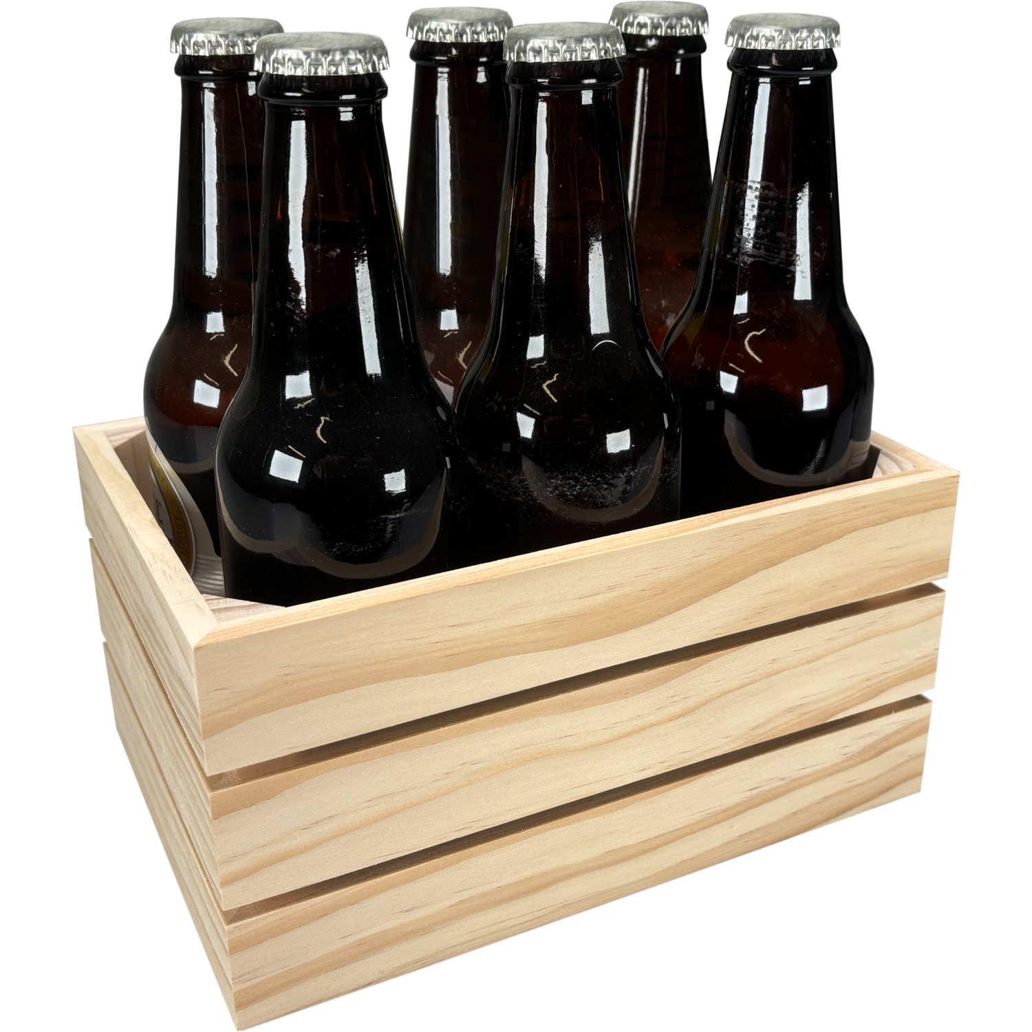 Bierkist, 6 flessen, 20.5x14.5x10.3cm, hout, naturel 3