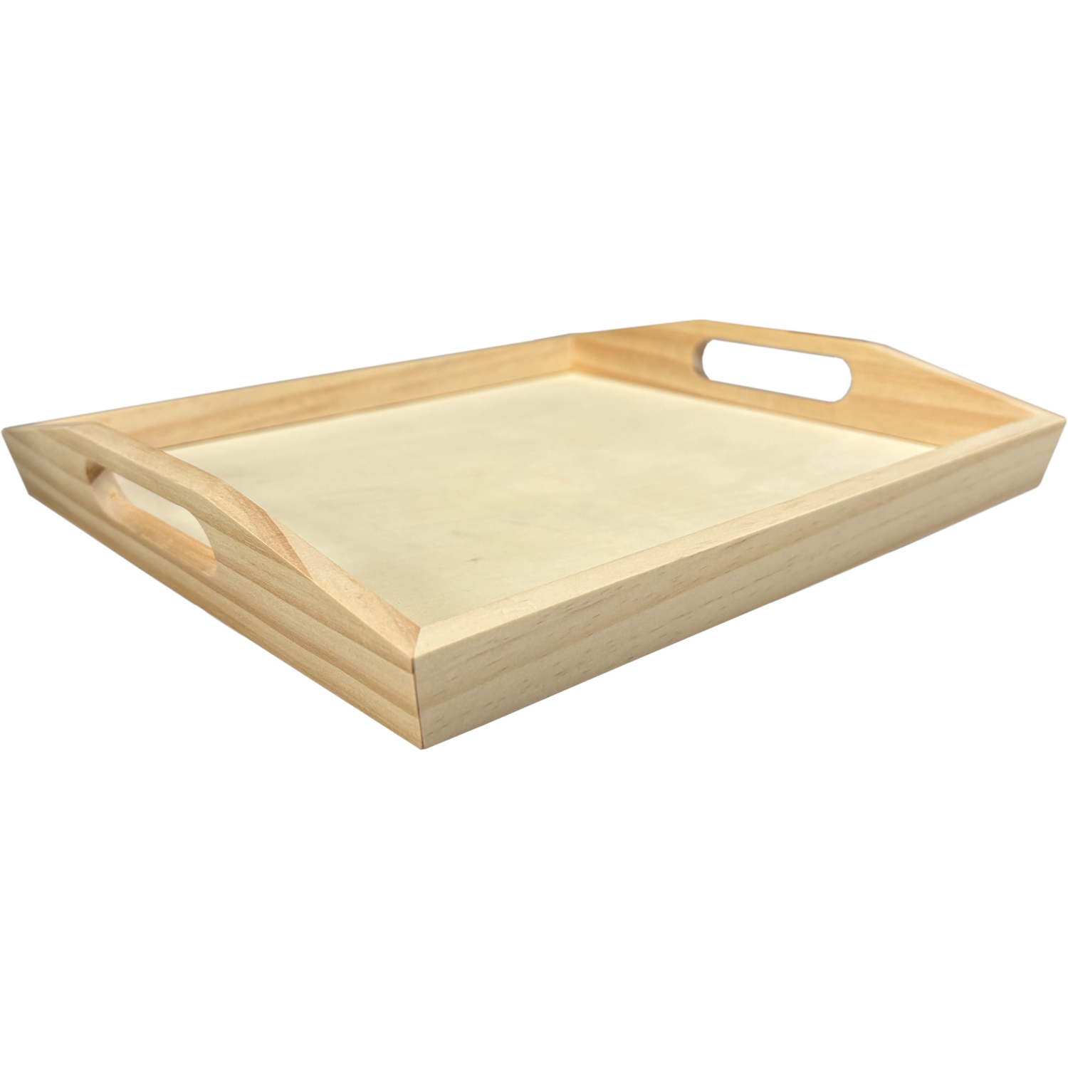 Dienblad, 27x24x4cm, met handgrepen, hout, naturel 1