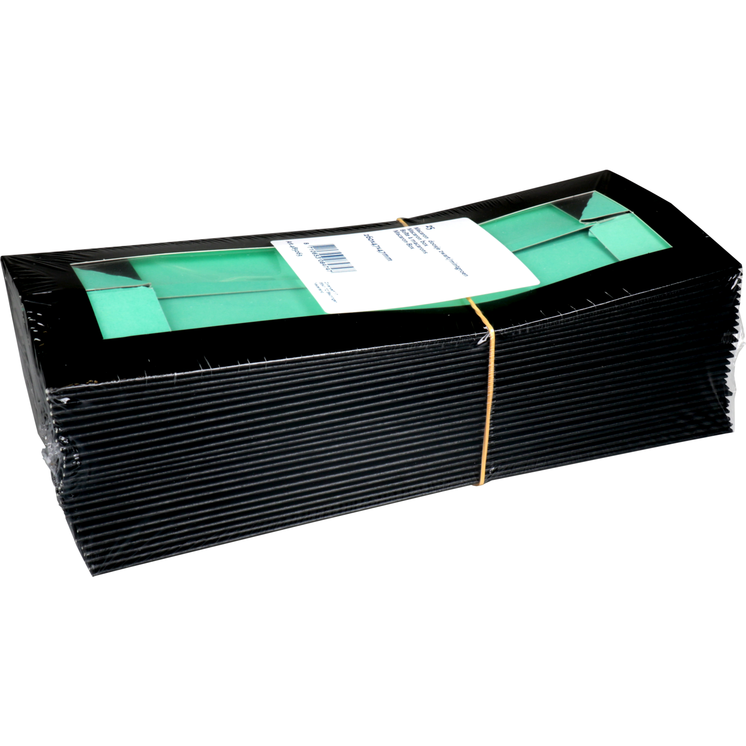  Macarondoosje, karton + PP, 260x47x47mm, zwart/mintgroen 4