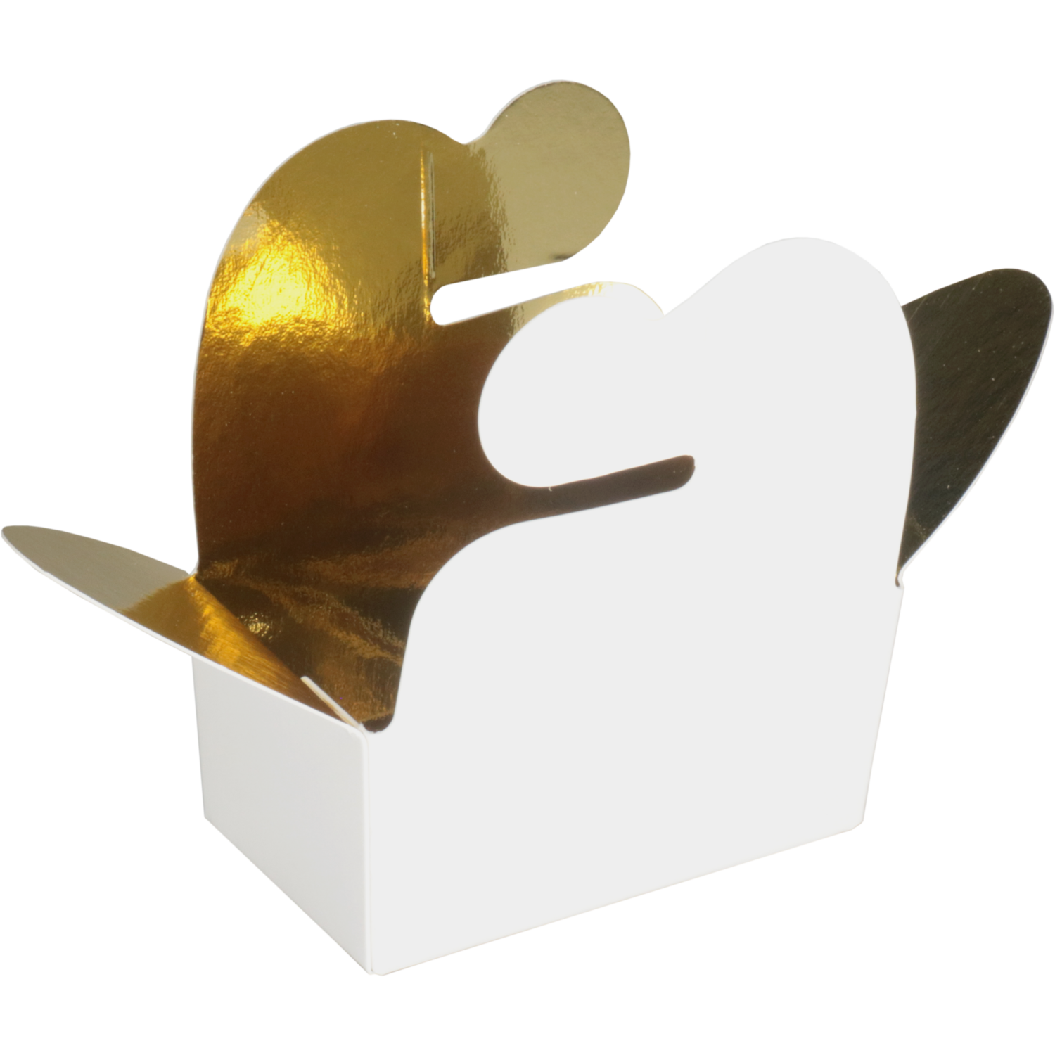 Ballotin, vlinderballotin, karton + PP, 2 bonbons, 67x39x32mm, wit/goud 2