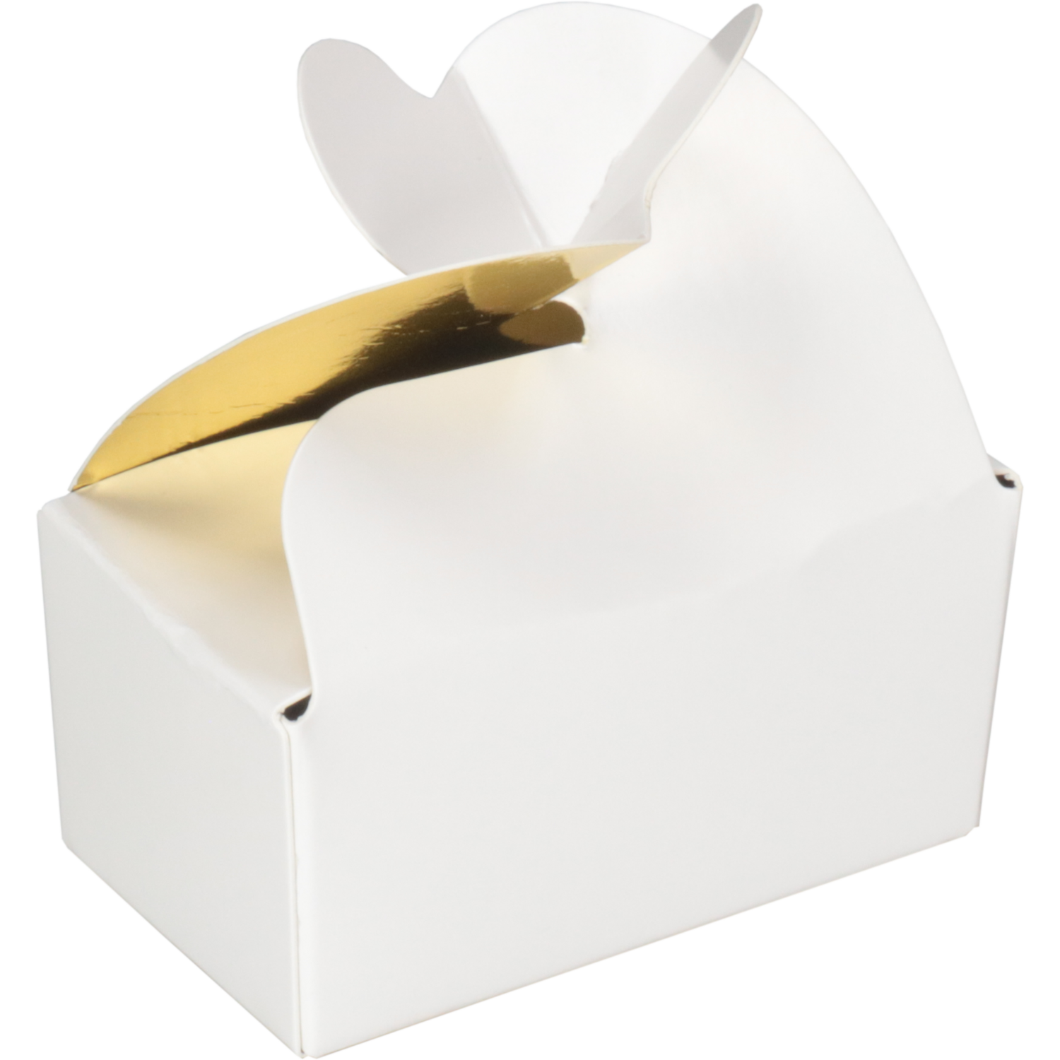 Ballotin, vlinderballotin, karton + PP, 2 bonbons, 67x39x32mm, wit/goud 1