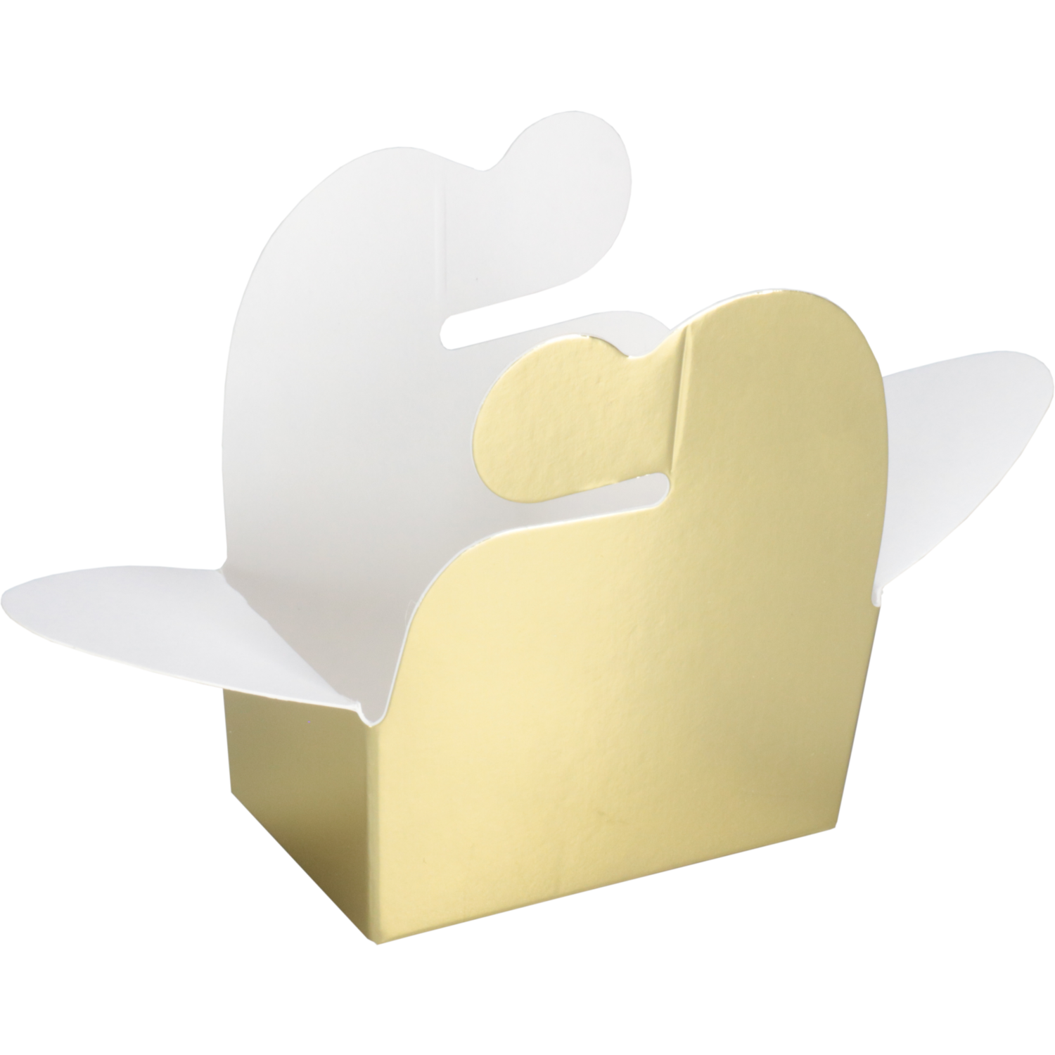 Ballotin, vlinderballotin, karton + PP, 2 bonbons, 67x39x32mm, goud/wit 2