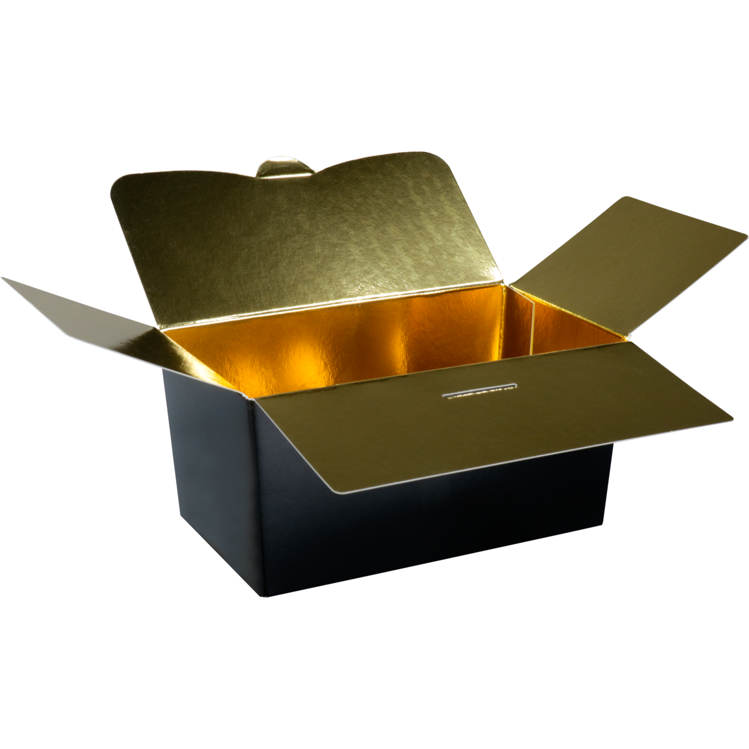 Ballotin, karton + PP, 500gr, 132x76x70mm, zwart/goud 2