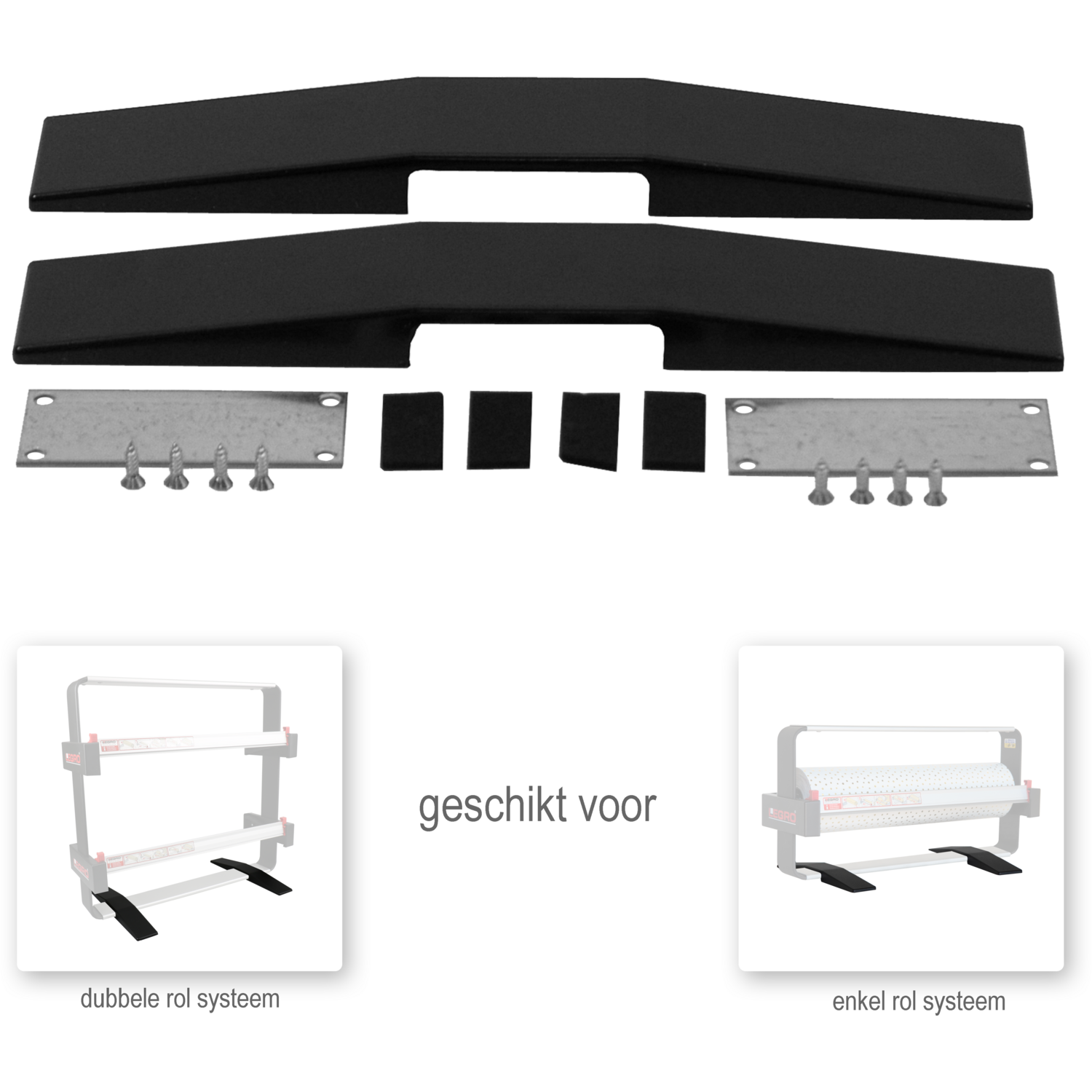 Legro Voetsteunenset, voor papierafroller, metaal, zwart 2