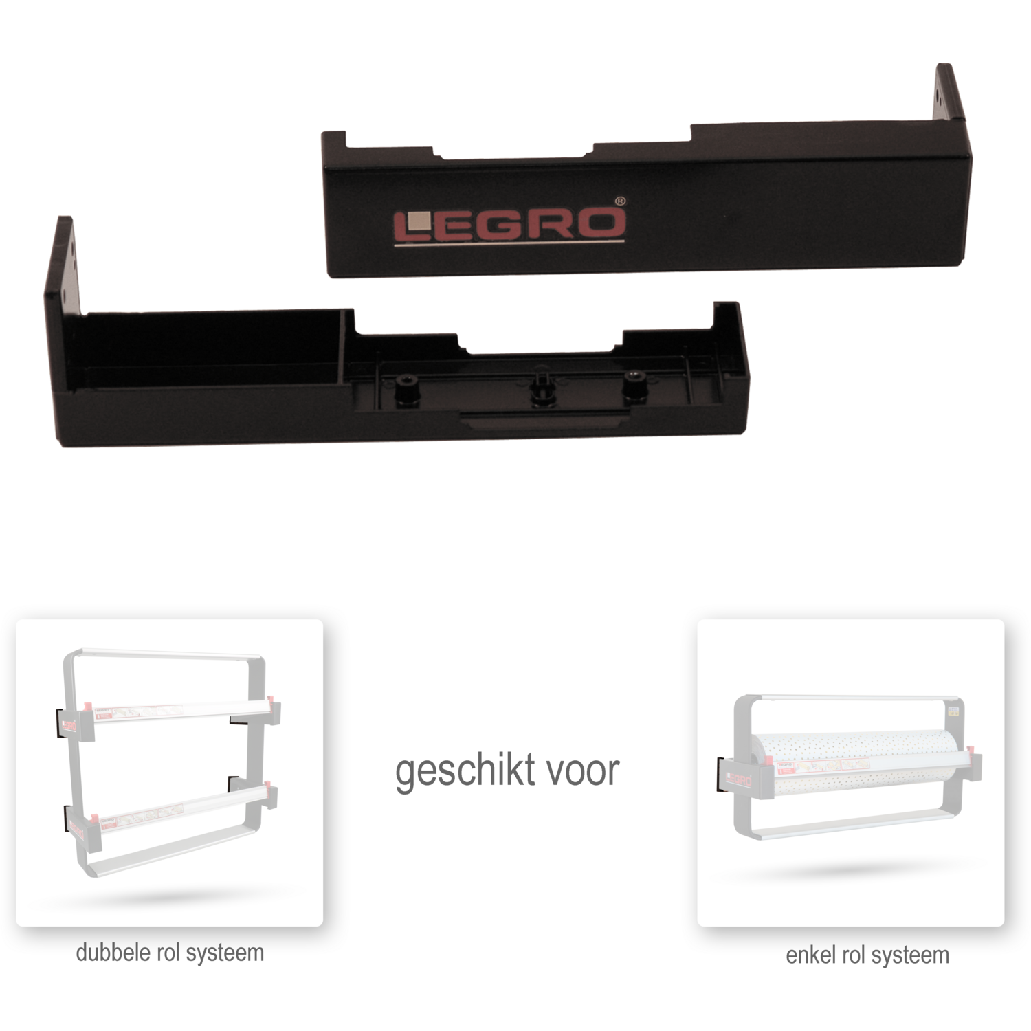Legro Wandsteunset, voor papierafroller, metaal, zwart 2