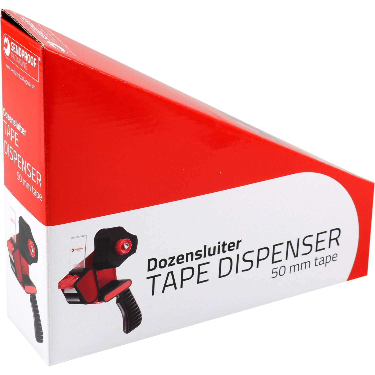 SendProof® Tapeafroller, 66mtr x 50mm, zwart/rood 2