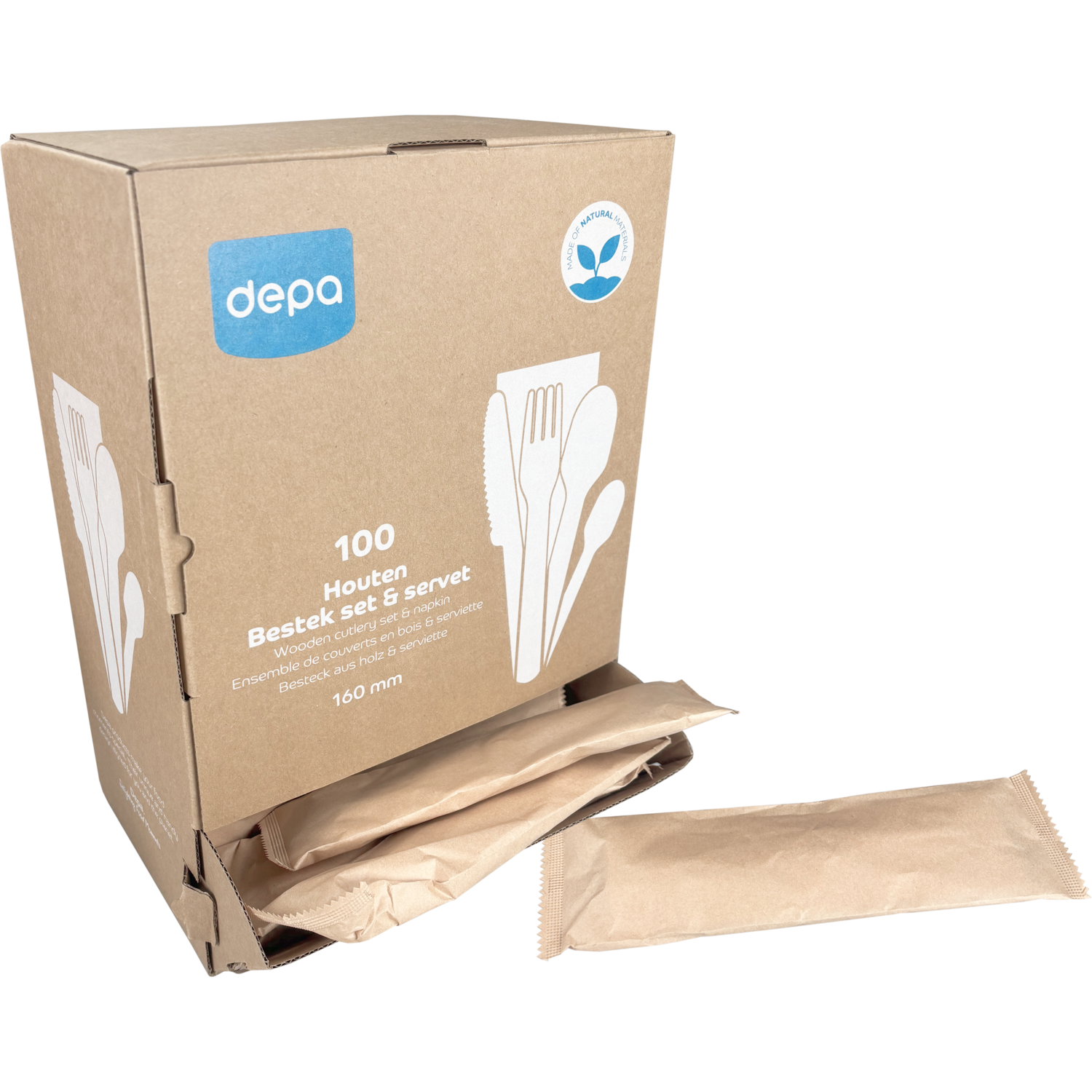 Depa Bestekset, incl. servet, hout, 160mm, naturel 5