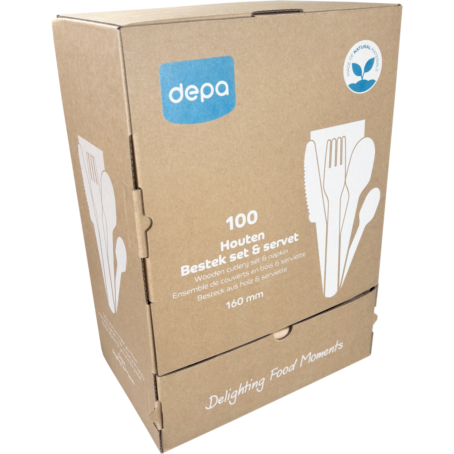 Depa Bestekset, incl. servet, hout, 160mm, naturel 6