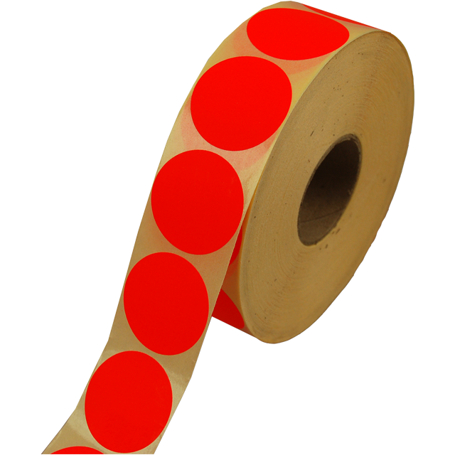 Etiket, Reclame-etiket, papier, permanent, ∅35mm, fluor/rood 1