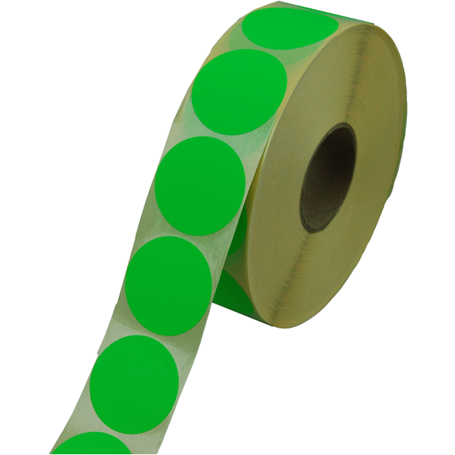 Etiket, Reclame-etiket, papier, permanent, ∅35mm, fluor/groen 1