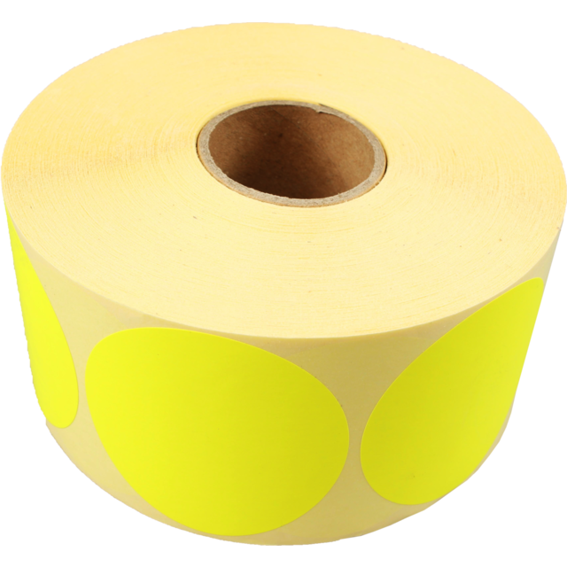 Etiket, Reclame-etiket, papier, permanent, ∅62mm, fluor/geel 2