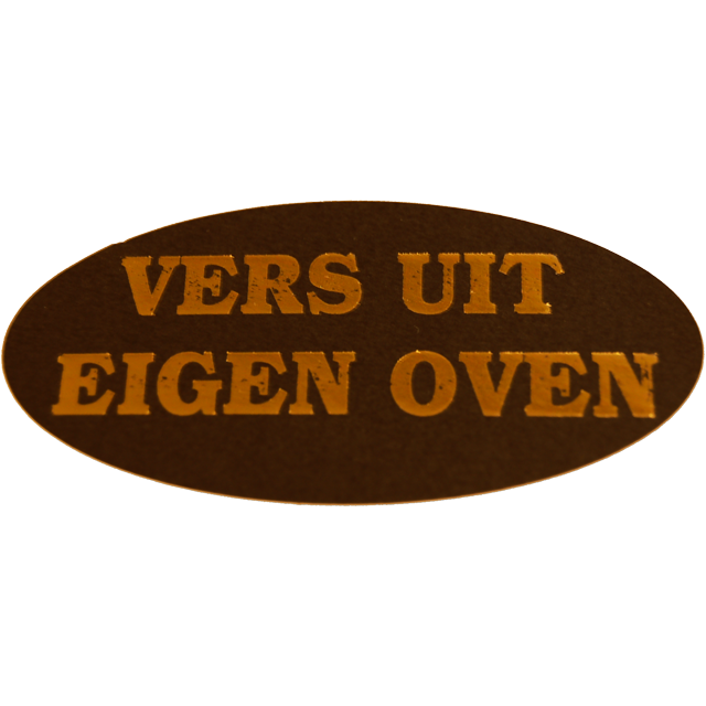 Etiket, Reclame-etiket, papier, Vers uit eigen oven, permanent, 60x30mm, zwart/goud 1