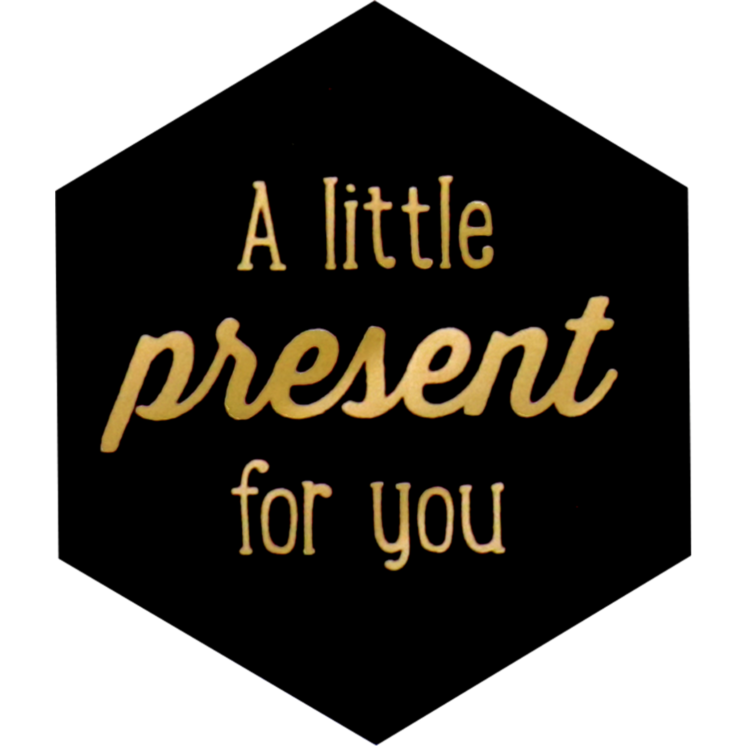 Etiket, papier, Little present for you, 50x43mm, zwart/goud 1