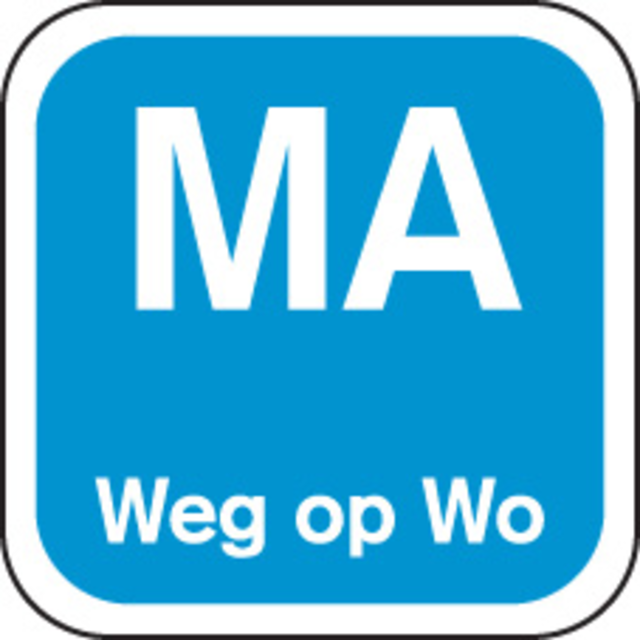 Label, MA weg op, papier, afwasbaar, 19x19mm, blauw 1
