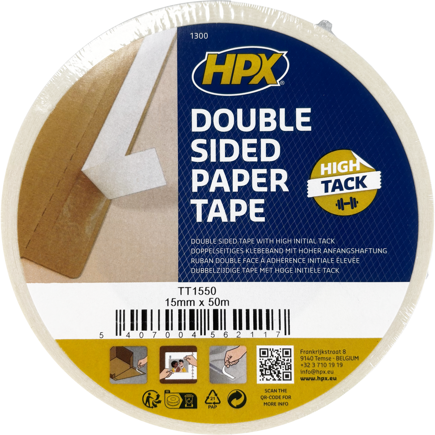 HPX, Papiertape, PP, 15mm, 50m, wit 4