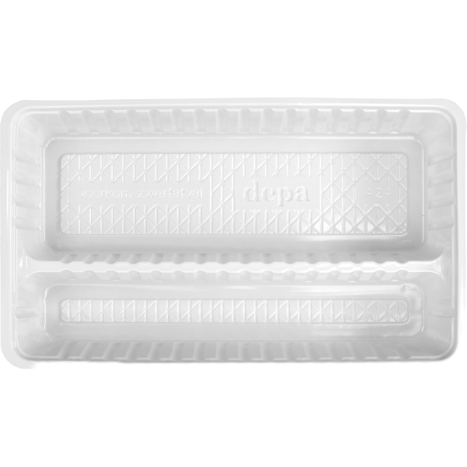 Bak, PS, A24, 2-vaks, snackbak, 202x120x30mm, wit 2