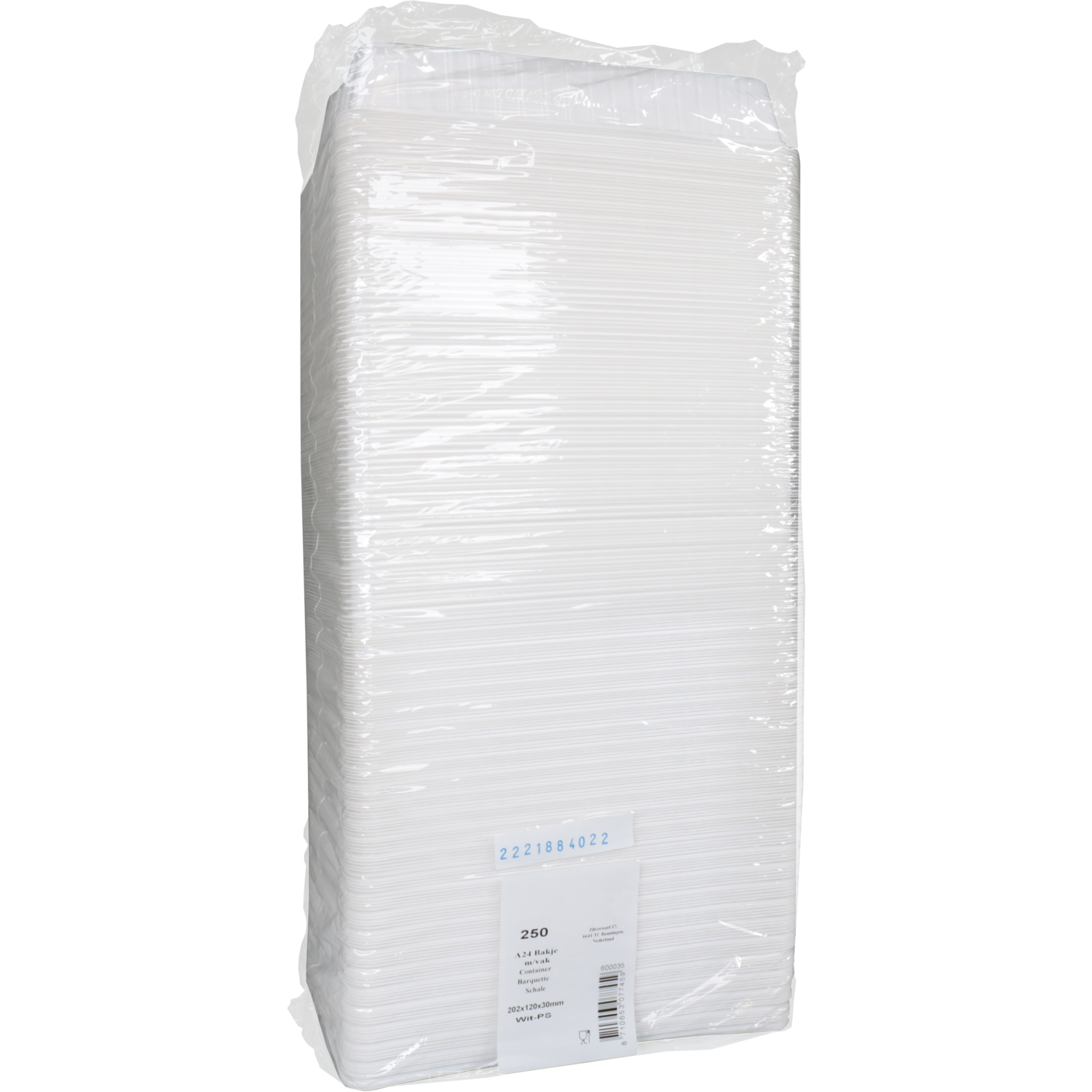 Bak, PS, A24, 2-vaks, snackbak, 202x120x30mm, wit 3