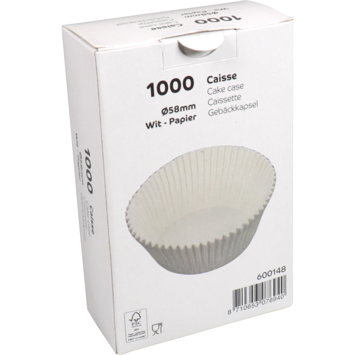 Caisse, papier, rond, Ø58mm, wit 3