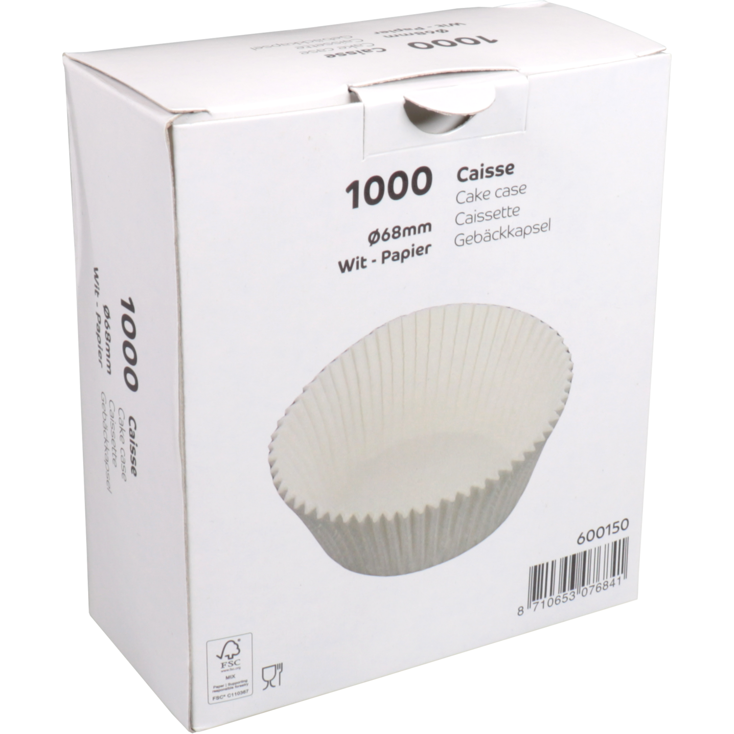 Caisse, papier, rond, Ø68mm, wit 3