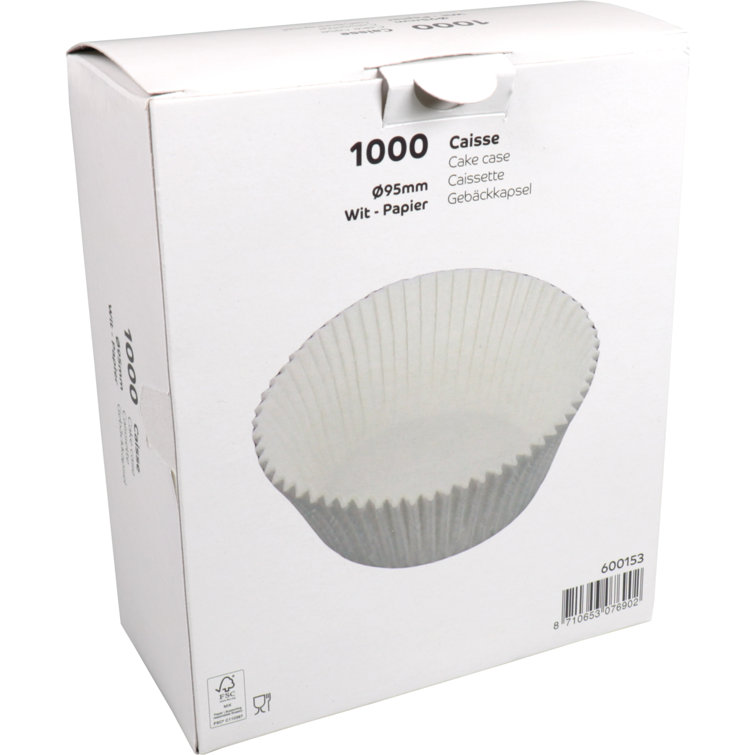 Caisse, papier, rond, Ø95mm, wit 3