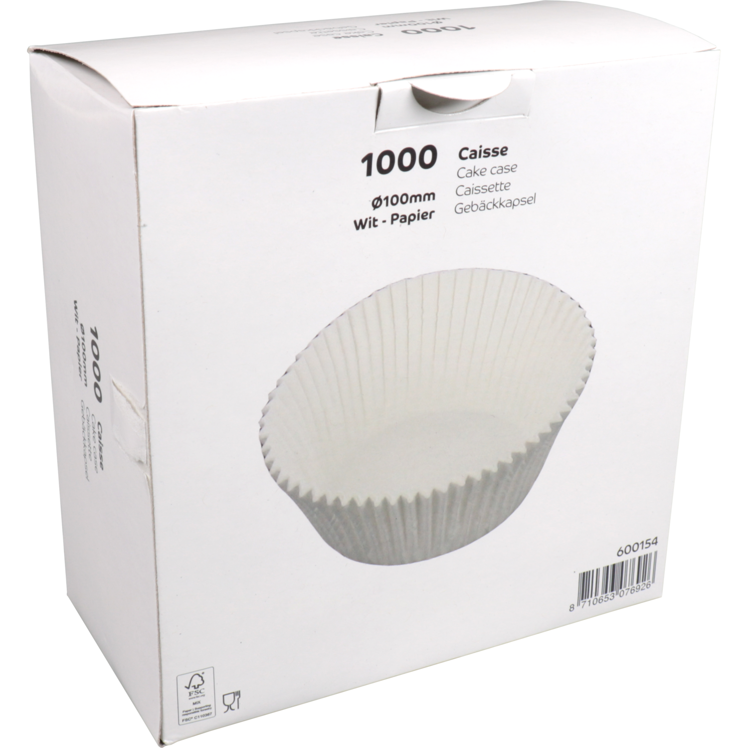 Caisse, papier, rond, Ø100mm, wit 3