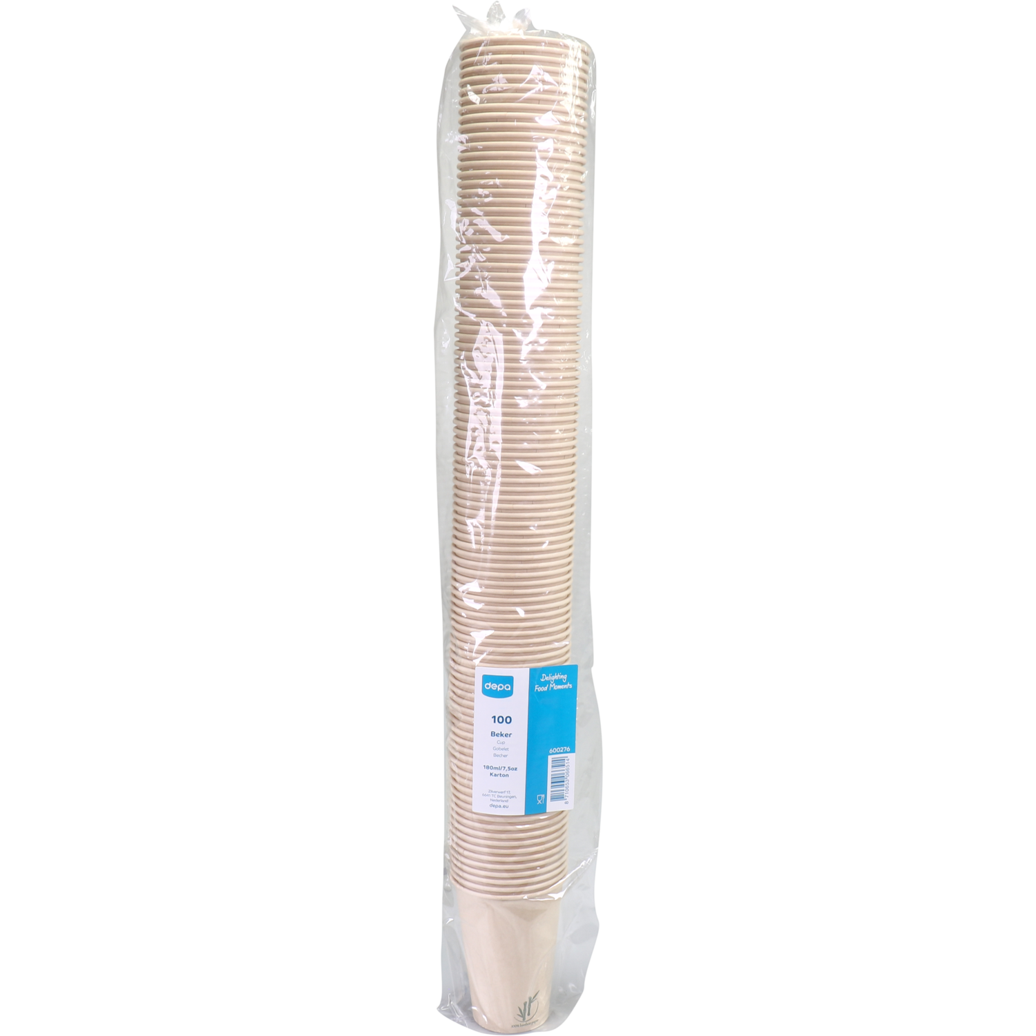 Depa, Beker, Bamboepapier + PE, 180ml, 7.5oz, Ø70.3mm, lichtbruin 2
