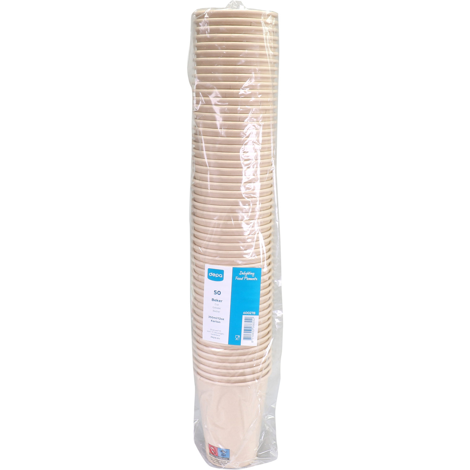 Depa, Beker, Bamboepapier + PE, 350ml, 12oz, lichtbruin 2