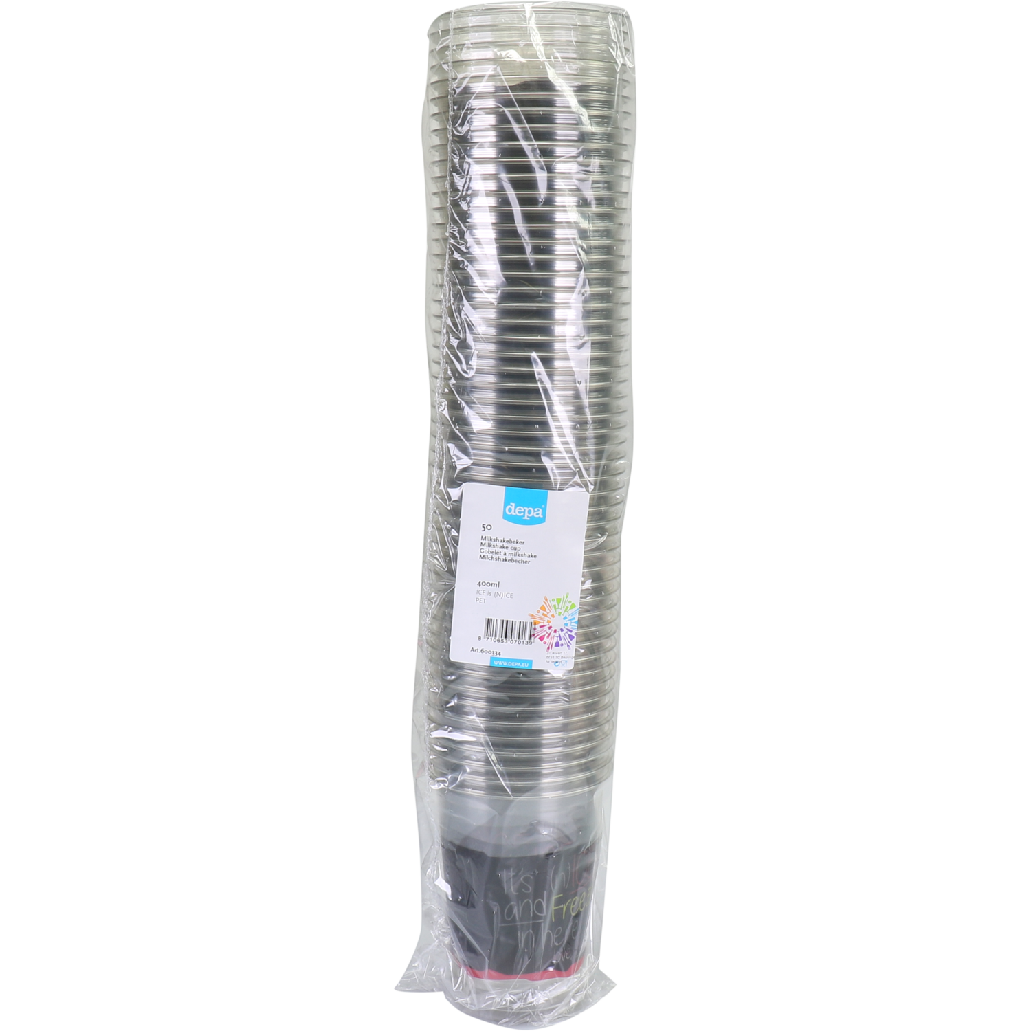 Depa, Milkshakebeker, ICE is (N)ICE, Gerecycled PET, 300ml, 12oz, Ø90mm, transparant/blauw 2