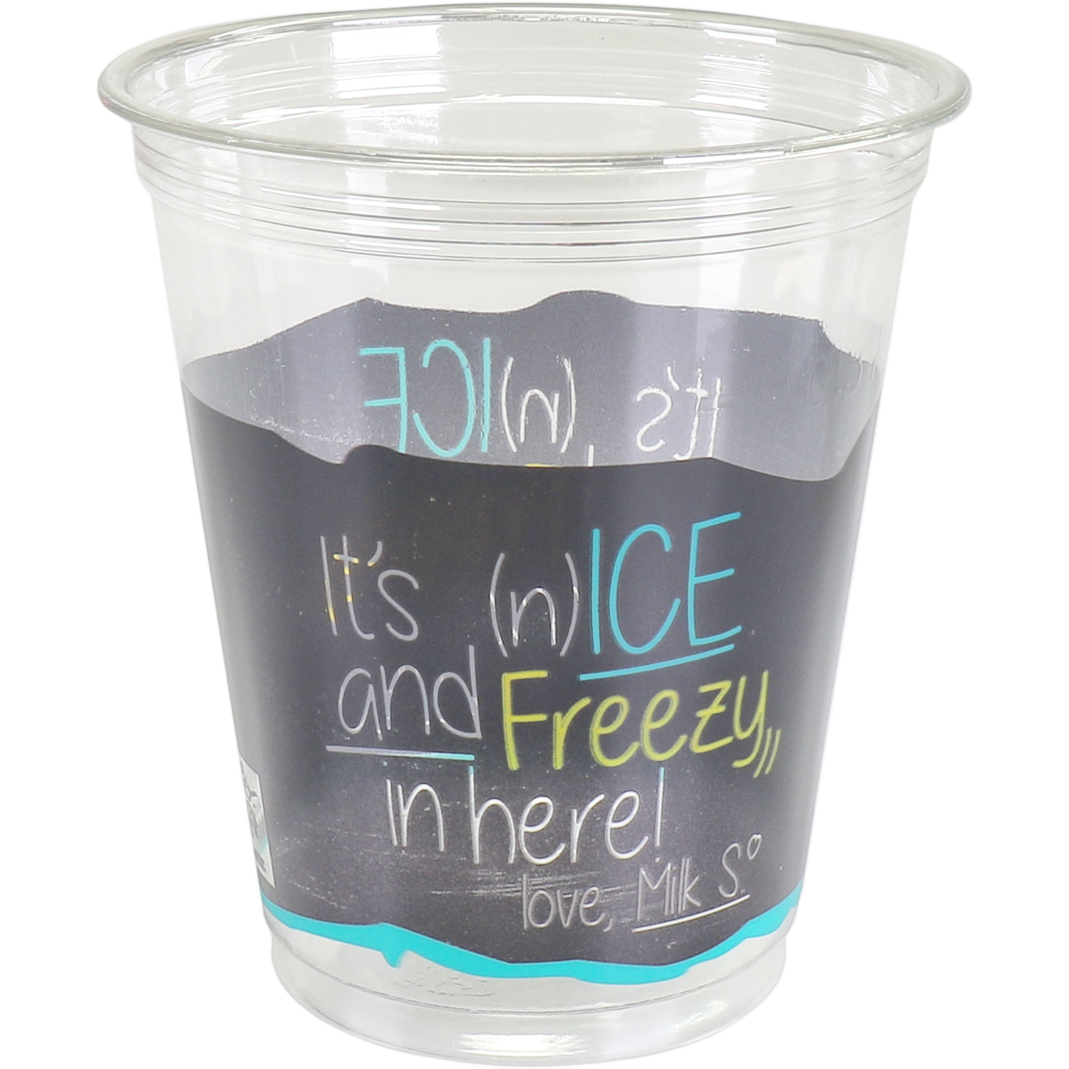 Depa, Milkshakebeker, ICE is (N)ICE, Gerecycled PET, 300ml, 12oz, Ø90mm, transparant/blauw 1
