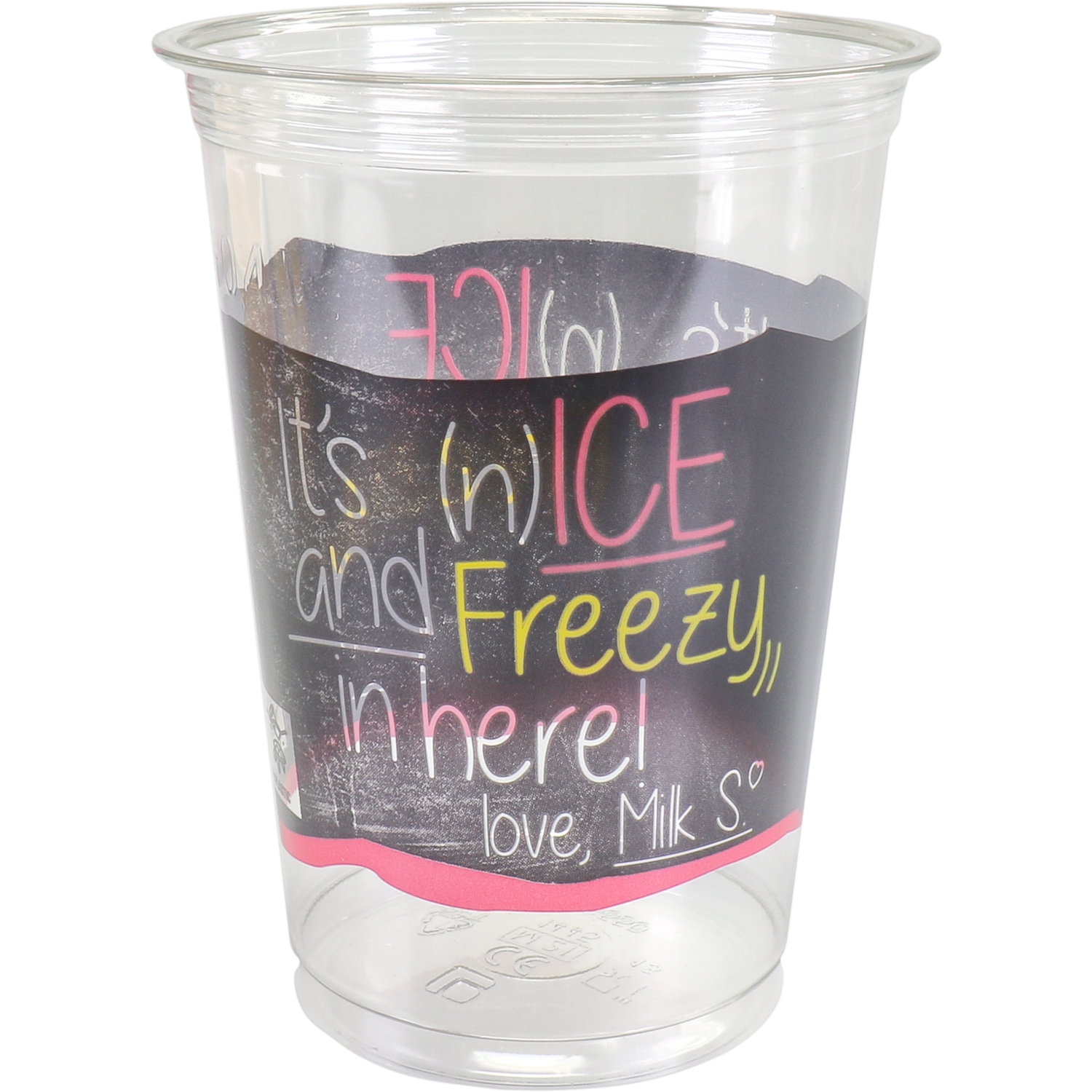 Depa, Milkshakebeker, ICE is (N)ICE, Gerecycled PET, 400ml, 16oz, Ø90mm, transparant/roze 1