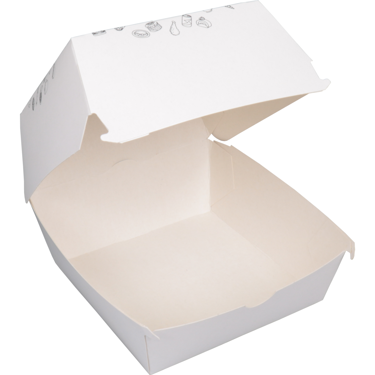 Bak, Karton + kleicoating, TASTY, hamburgerbak, 120x120x100mm, wit 2
