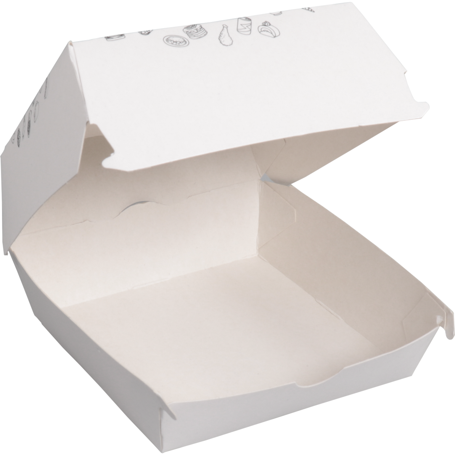 Bak, Karton + kleicoating, TASTY, hamburgerbak, 115x115x70mm, wit 2