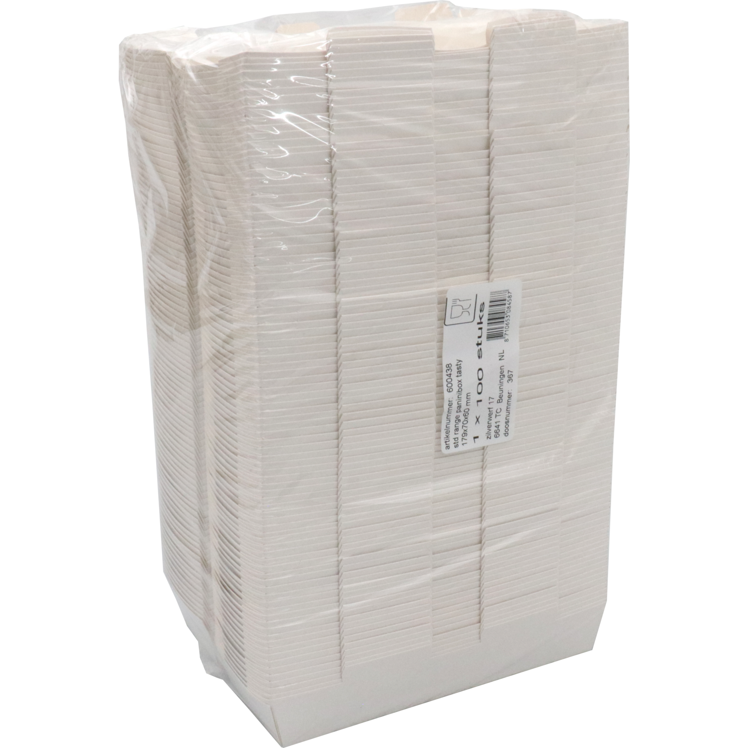Bak, Karton + kleicoating, TASTY, paninibox, 179x70x60mm, wit 4