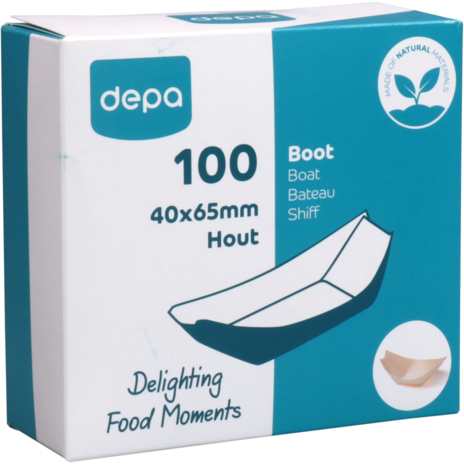 Depa Boot, 65x40mm, hout, naturel 3