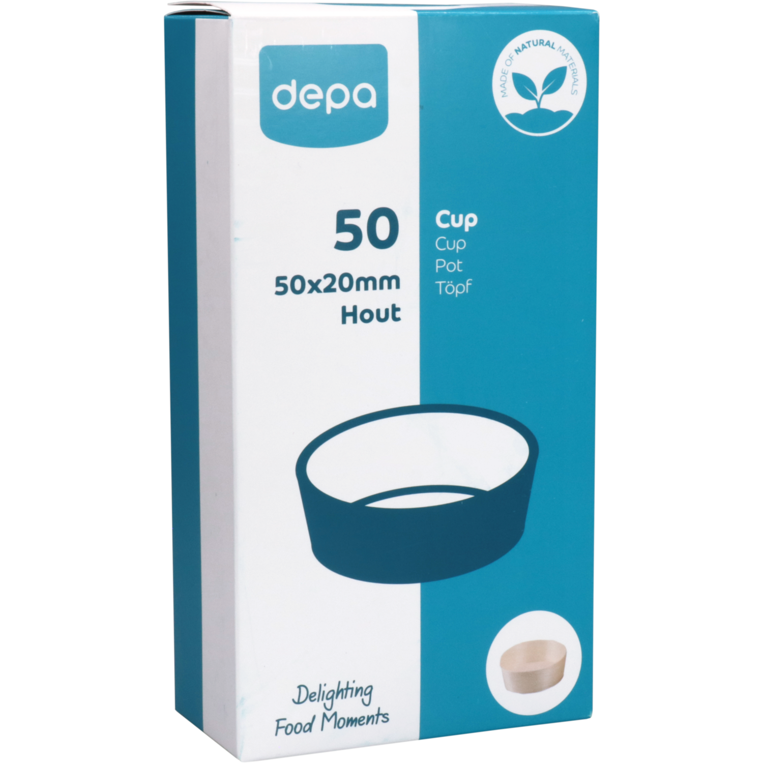 Cup, Ø 50mm, 20mm, hout, naturel 3